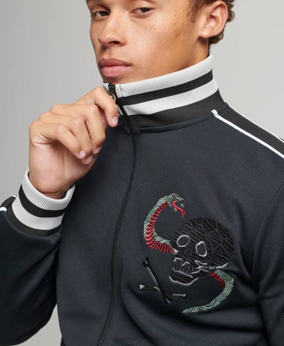 Superdry jachetă de sport tricot suika îmbrăcăminte gri inchis bărbați JX0Z780