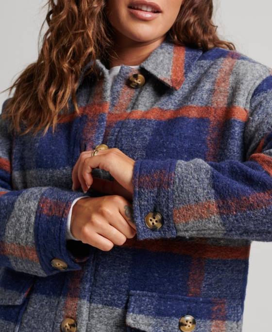 Superdry jachetă de supracămașă de epocă îmbrăcăminte albastru femei JX0Z5442