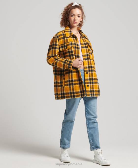 Superdry jachetă de supracămașă îmbrăcăminte galben femei JX0Z5483