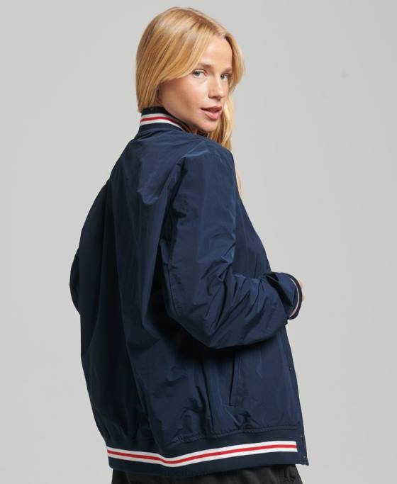 Superdry jachetă de varsity din nailon supradimensionată îmbrăcăminte marina femei JX0Z5728