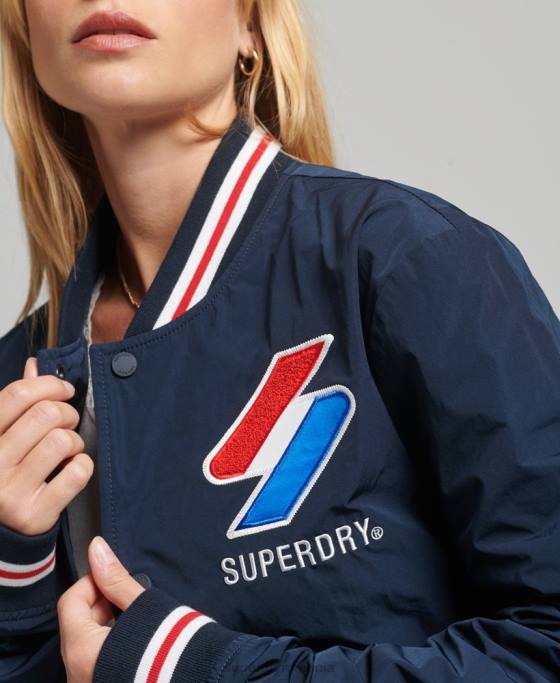 Superdry jachetă de varsity din nailon supradimensionată îmbrăcăminte marina femei JX0Z5728