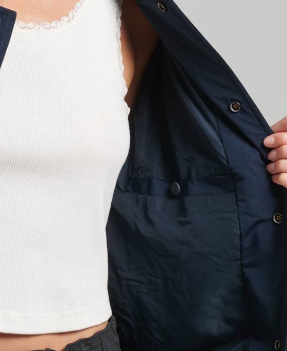 Superdry jachetă de varsity din nailon supradimensionată îmbrăcăminte marina femei JX0Z5728