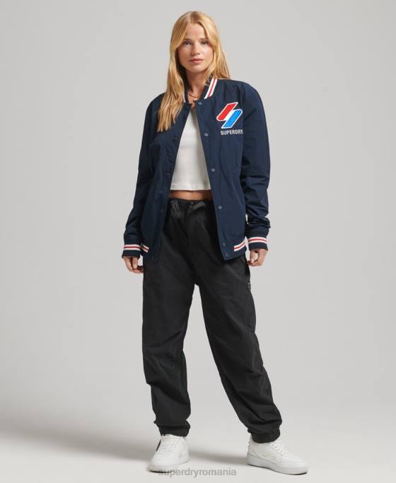 Superdry jachetă de varsity din nailon supradimensionată îmbrăcăminte marina femei JX0Z5728