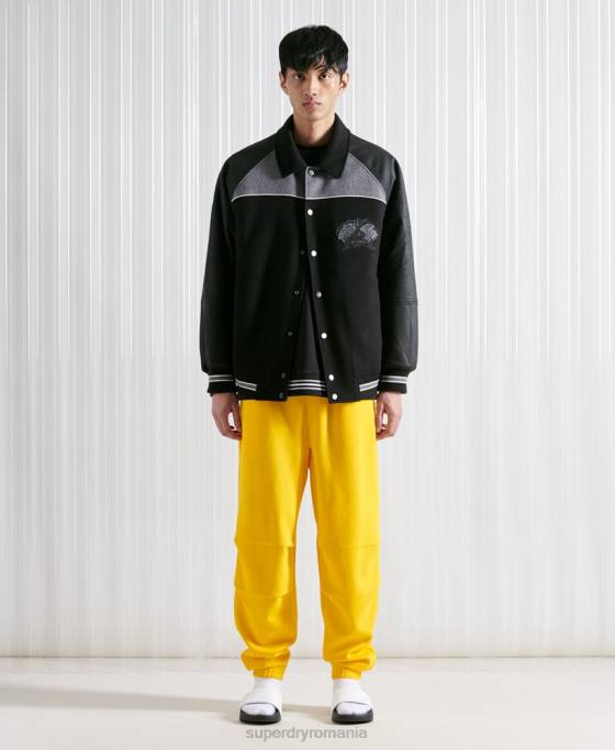 Superdry jachetă de varsity sport sdx ediție limitată îmbrăcăminte negru bărbați JX0Z4519
