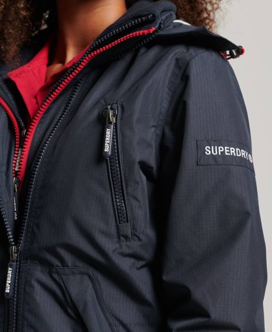 Superdry jachetă de vânt cu glugă cu logo îmbrăcăminte marina femei JX0Z3830