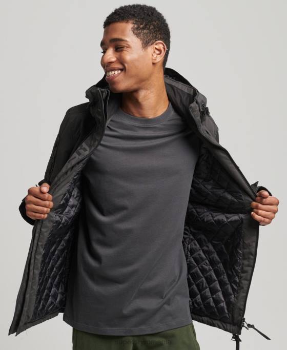 Superdry jachetă de vânt sd din microfibră finală îmbrăcăminte gri inchis bărbați JX0Z1188