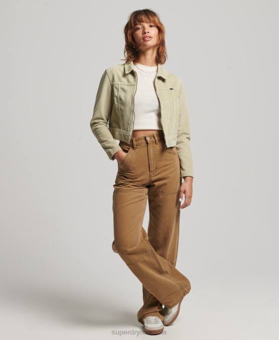 Superdry jachetă decupată din snur îmbrăcăminte bej femei JX0Z2031