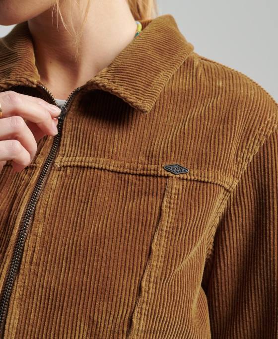 Superdry jachetă decupată din snur îmbrăcăminte maro femei JX0Z2016