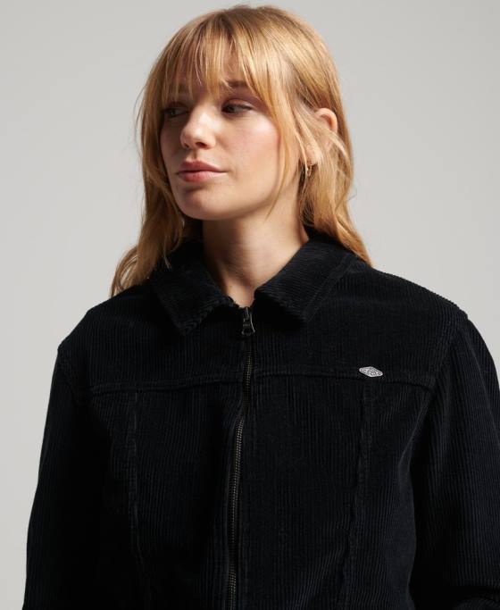 Superdry jachetă decupată din snur îmbrăcăminte negru femei JX0Z3526