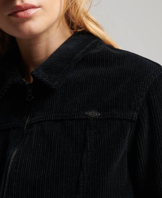 Superdry jachetă decupată din snur îmbrăcăminte negru femei JX0Z3526