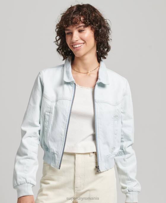 Superdry jachetă din denim indie club îmbrăcăminte albastru deschis femei JX0Z3552