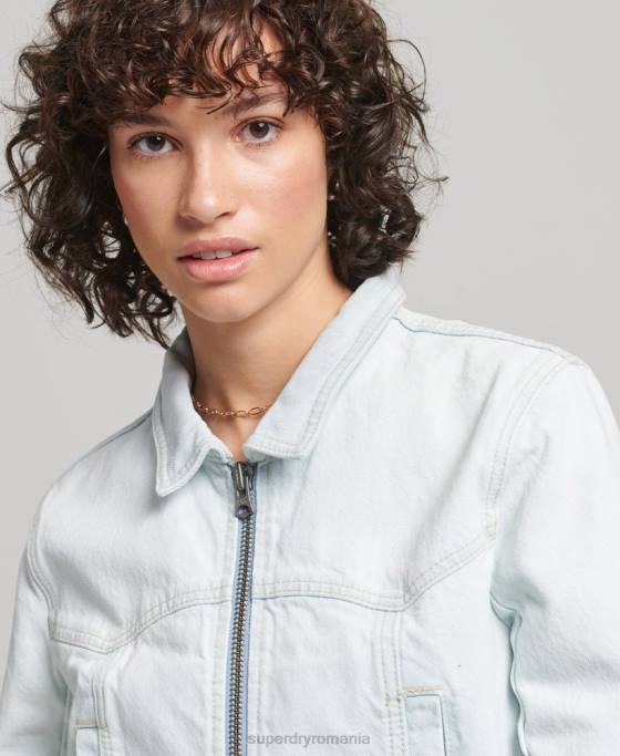 Superdry jachetă din denim indie club îmbrăcăminte albastru deschis femei JX0Z3552