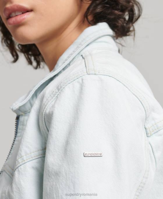Superdry jachetă din denim indie club îmbrăcăminte albastru deschis femei JX0Z3552