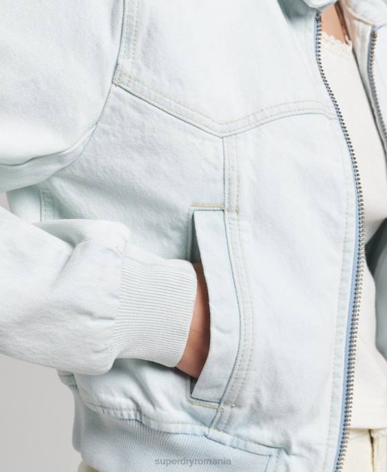 Superdry jachetă din denim indie club îmbrăcăminte albastru deschis femei JX0Z3552