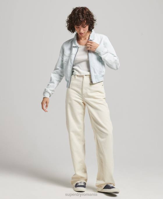 Superdry jachetă din denim indie club îmbrăcăminte albastru deschis femei JX0Z3552