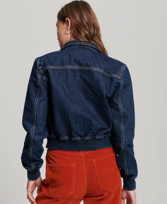 Superdry jachetă din denim indie club îmbrăcăminte albastru inchis femei JX0Z3589