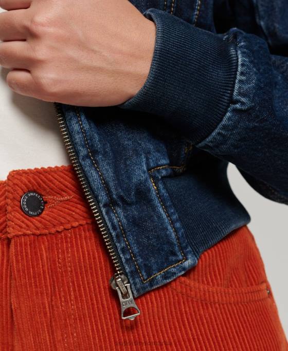 Superdry jachetă din denim indie club îmbrăcăminte albastru inchis femei JX0Z3589