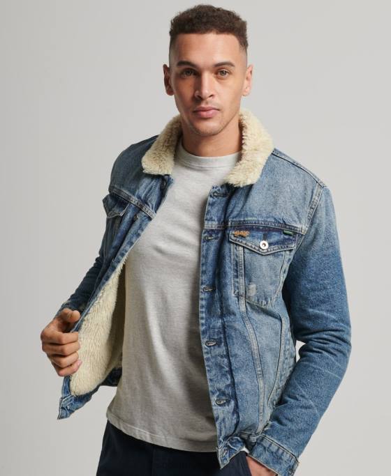 Superdry jachetă din denim sherpa îmbrăcăminte albastru bărbați JX0Z4437