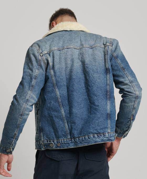 Superdry jachetă din denim sherpa îmbrăcăminte albastru bărbați JX0Z4437