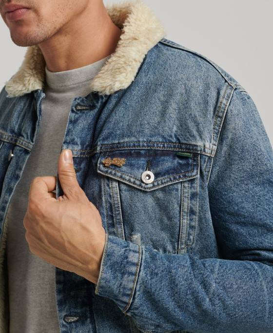 Superdry jachetă din denim sherpa îmbrăcăminte albastru bărbați JX0Z4437