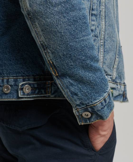 Superdry jachetă din denim sherpa îmbrăcăminte albastru bărbați JX0Z4437