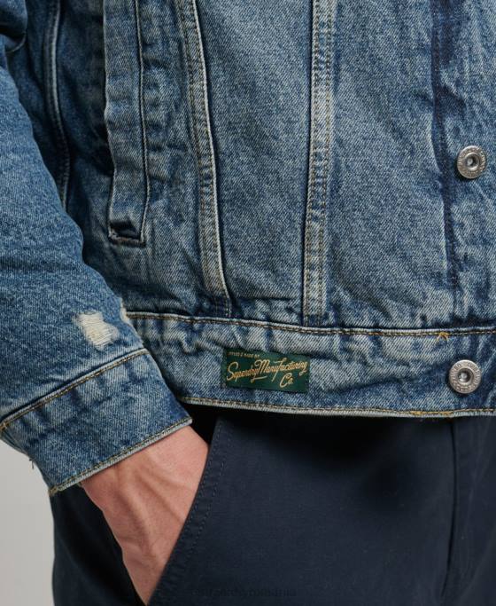 Superdry jachetă din denim sherpa îmbrăcăminte albastru bărbați JX0Z4437
