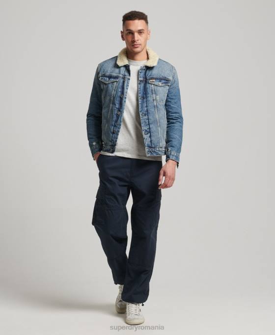 Superdry jachetă din denim sherpa îmbrăcăminte albastru bărbați JX0Z4437