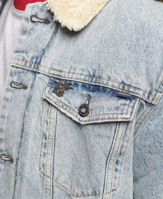 Superdry jachetă din denim sherpa îmbrăcăminte albastru bărbați JX0Z4442