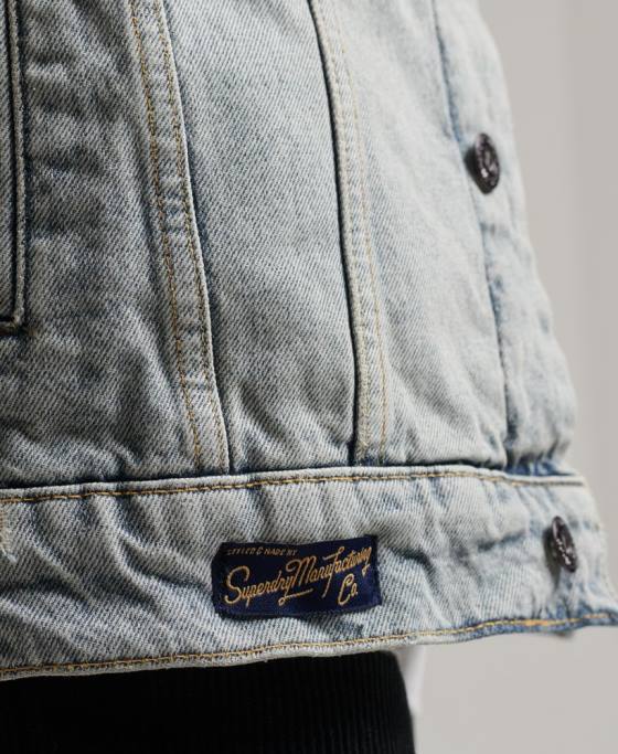 Superdry jachetă din denim sherpa îmbrăcăminte albastru bărbați JX0Z4442