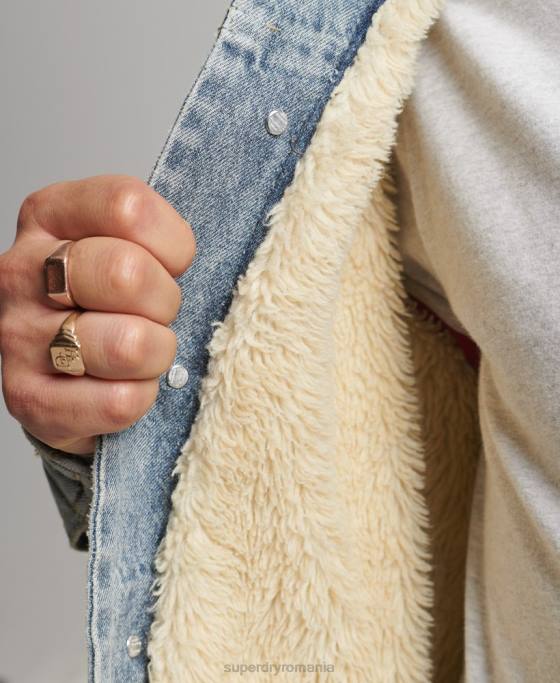 Superdry jachetă din denim sherpa îmbrăcăminte albastru bărbați JX0Z4442