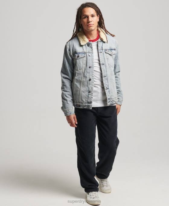Superdry jachetă din denim sherpa îmbrăcăminte albastru bărbați JX0Z4442