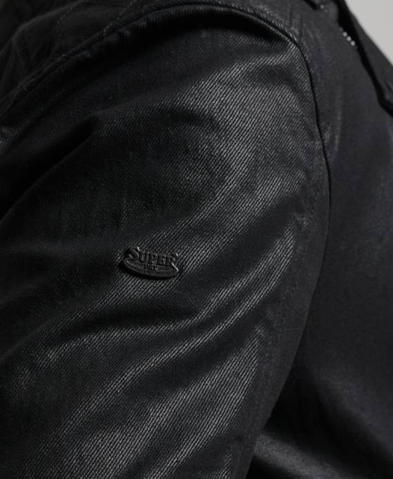 Superdry jachetă din denim îmbrăcată vintage îmbrăcăminte negru bărbați JX0Z4540