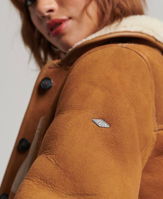 Superdry jachetă din shearling chore îmbrăcăminte bronzat femei JX0Z5424
