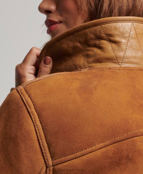 Superdry jachetă din shearling chore îmbrăcăminte bronzat femei JX0Z5424