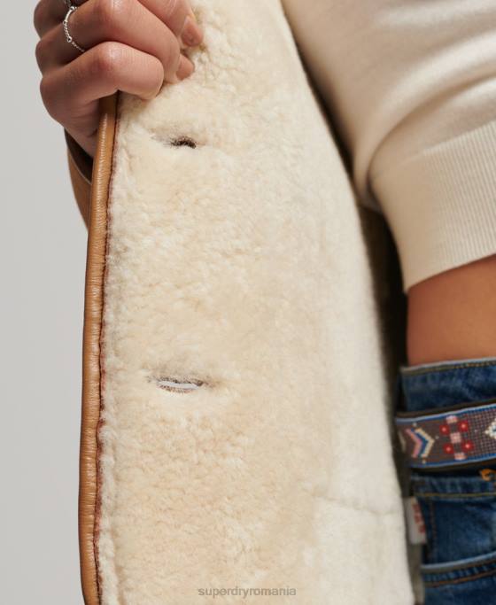 Superdry jachetă din shearling chore îmbrăcăminte bronzat femei JX0Z5424