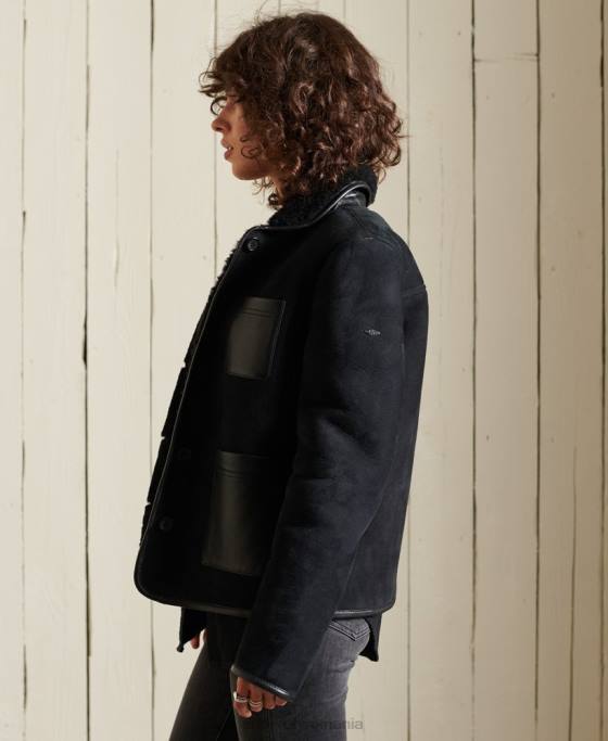 Superdry jachetă din shearling chore îmbrăcăminte negru femei JX0Z5546