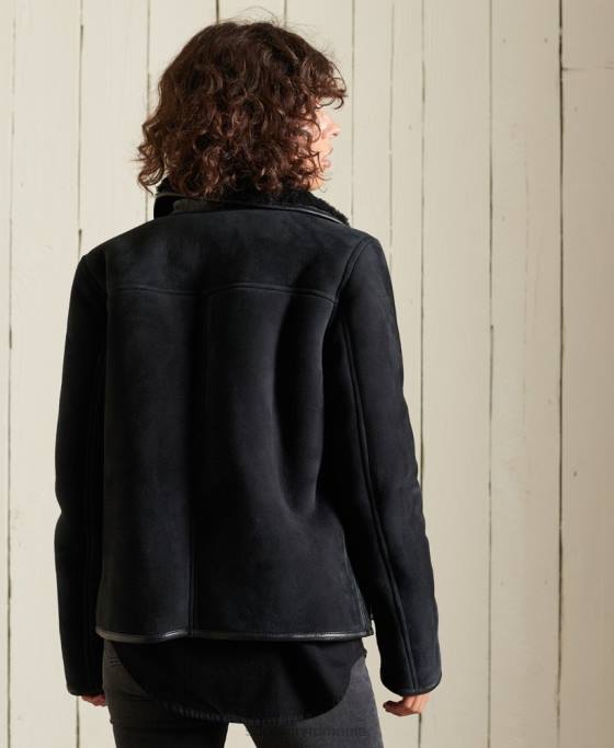 Superdry jachetă din shearling chore îmbrăcăminte negru femei JX0Z5546