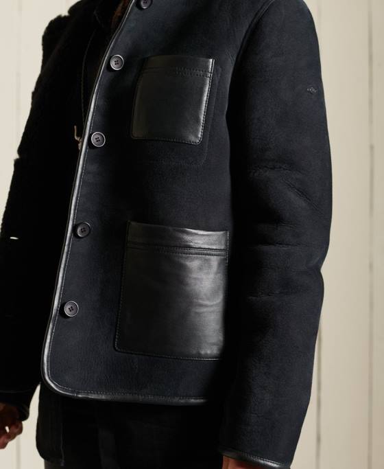 Superdry jachetă din shearling chore îmbrăcăminte negru femei JX0Z5546