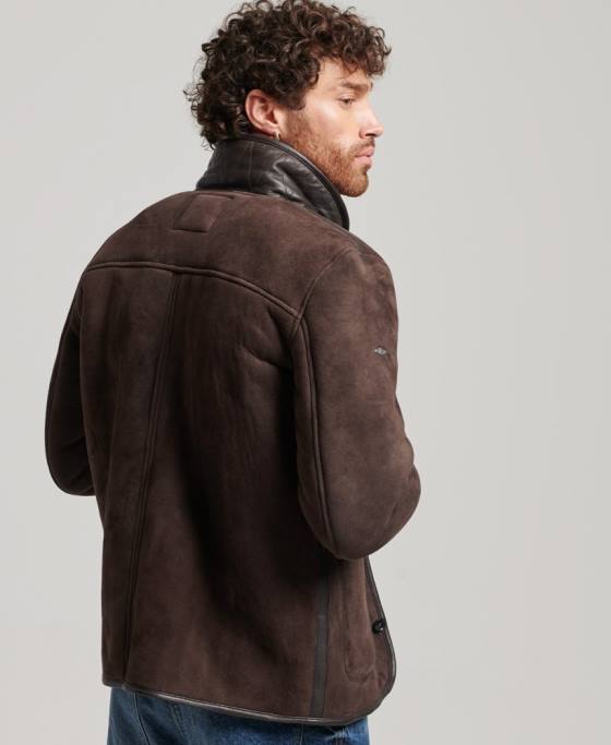 Superdry jachetă din shearling deck îmbrăcăminte maro bărbați JX0Z4743