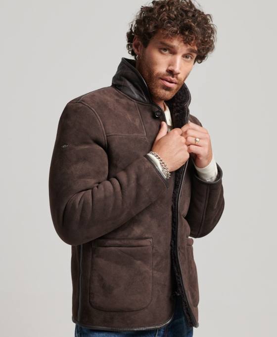 Superdry jachetă din shearling deck îmbrăcăminte maro bărbați JX0Z4743