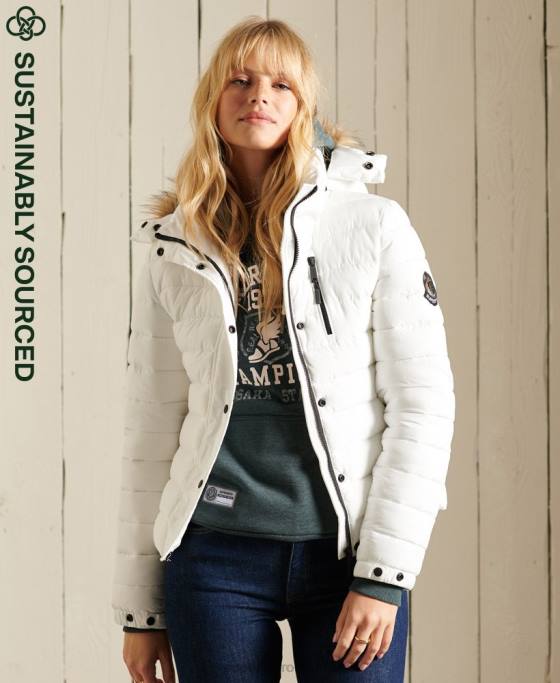 Superdry jachetă fuji clasică din blană artificială îmbrăcăminte alb femei JX0Z3652