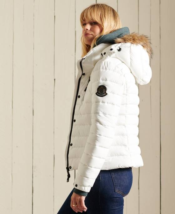 Superdry jachetă fuji clasică din blană artificială îmbrăcăminte alb femei JX0Z3652