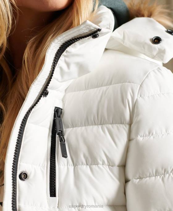Superdry jachetă fuji clasică din blană artificială îmbrăcăminte alb femei JX0Z3652