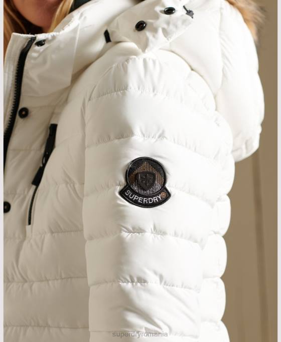 Superdry jachetă fuji clasică din blană artificială îmbrăcăminte alb femei JX0Z3652
