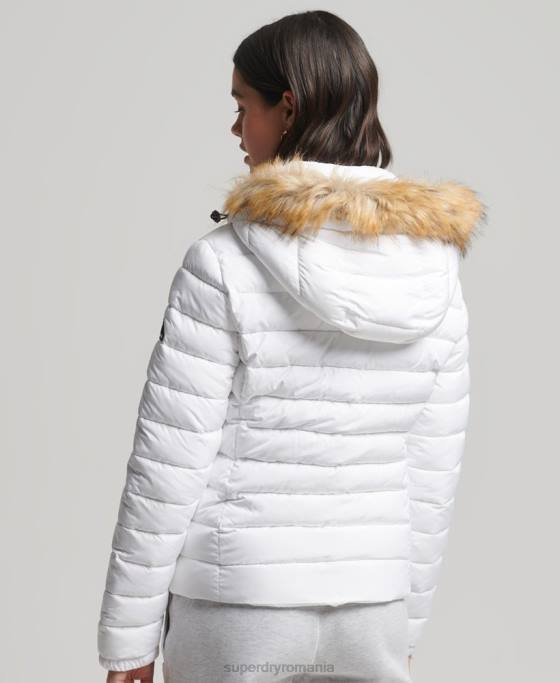Superdry jachetă fuji clasică din blană artificială îmbrăcăminte alb femei JX0Z3825