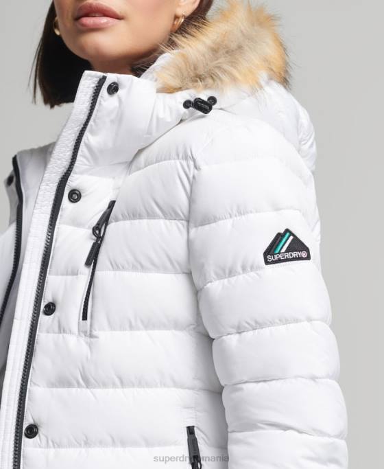 Superdry jachetă fuji clasică din blană artificială îmbrăcăminte alb femei JX0Z3825