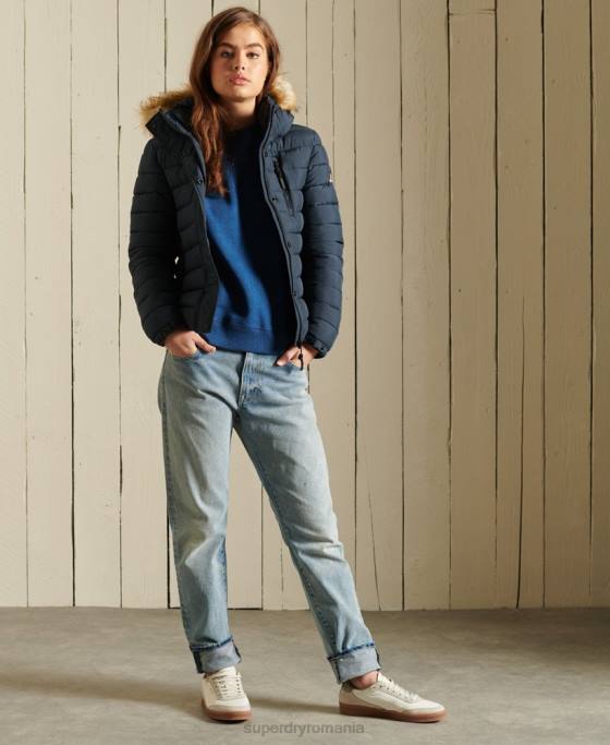 Superdry jachetă fuji clasică din blană artificială îmbrăcăminte marina femei JX0Z3767
