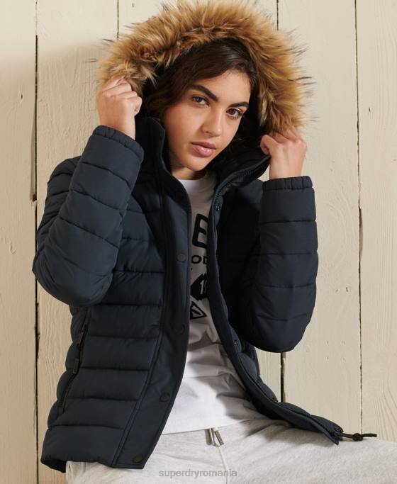 Superdry jachetă fuji clasică din blană artificială îmbrăcăminte marina femei JX0Z3818