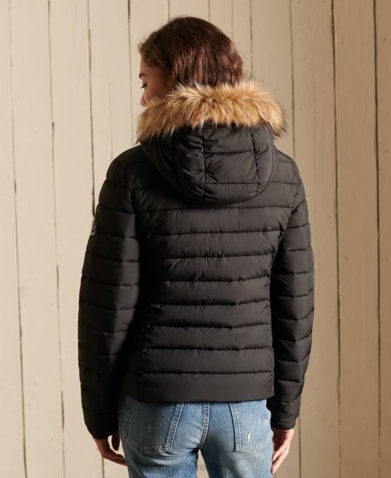 Superdry jachetă fuji clasică din blană artificială îmbrăcăminte negru femei JX0Z3741