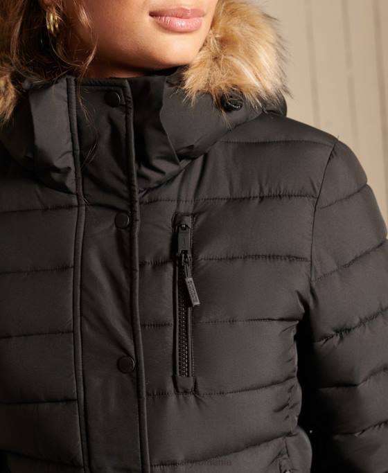 Superdry jachetă fuji clasică din blană artificială îmbrăcăminte negru femei JX0Z3741
